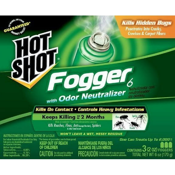 Spectrum Hot Shot Indoor Fogger With Odor Neutralizer - Pesticide Spray - 3 Pack, 2 oz