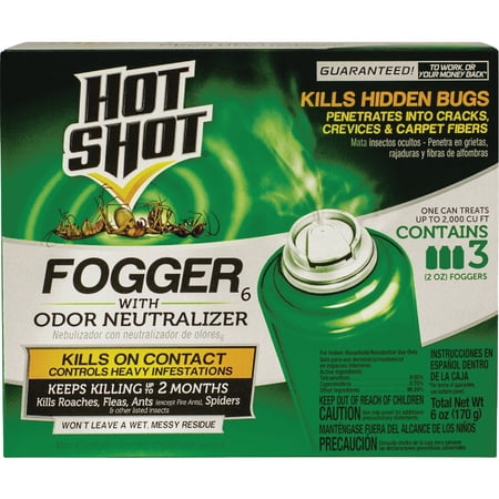 Spectrum Hot Shot Indoor Fogger With Odor Neutralizer - Pesticide Spray - 3 Pack, 2 oz