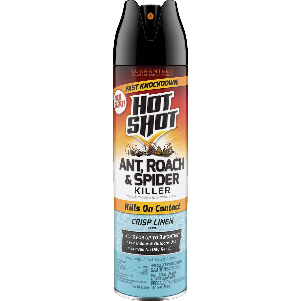 Hot Shot Ant, Roach & Spider Killer, Kills Insects Indoors and Outdoors, Kills Roaches and Listed Ants on Contact, Insecticide Spray, 17.5 Ounce (Crisp Linen) (Pack of 6)