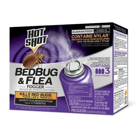 Hot Shot BedBug and Flea Fogger 2 Ounce Cans, 3 Count, With Nylar