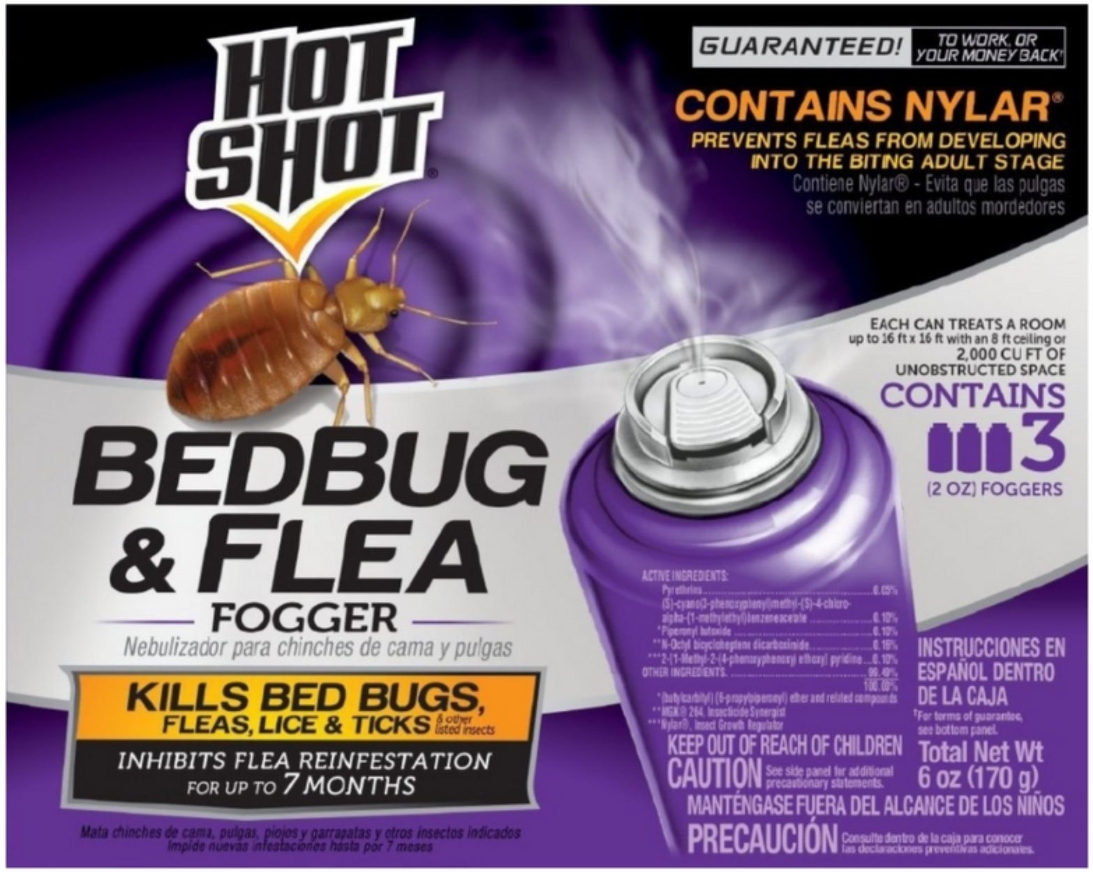 Hot Shot Bedbug & Flea Fogger 3 ea (Pack of 4)
