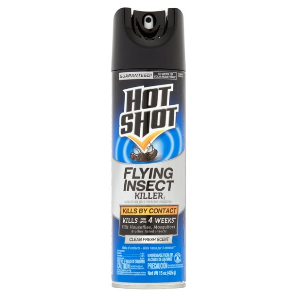 Hot Shot, Flying Insect Killer Aerosol, Clean Fresh Scent, 15 Ounce (Pack of 3)