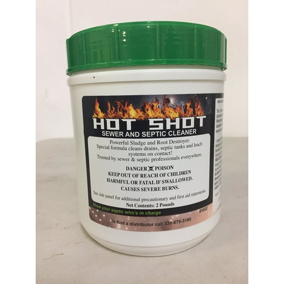 Hot Shot Drain Cleaner & Root Destroyer - Two Pound Container - Sewers & Septics