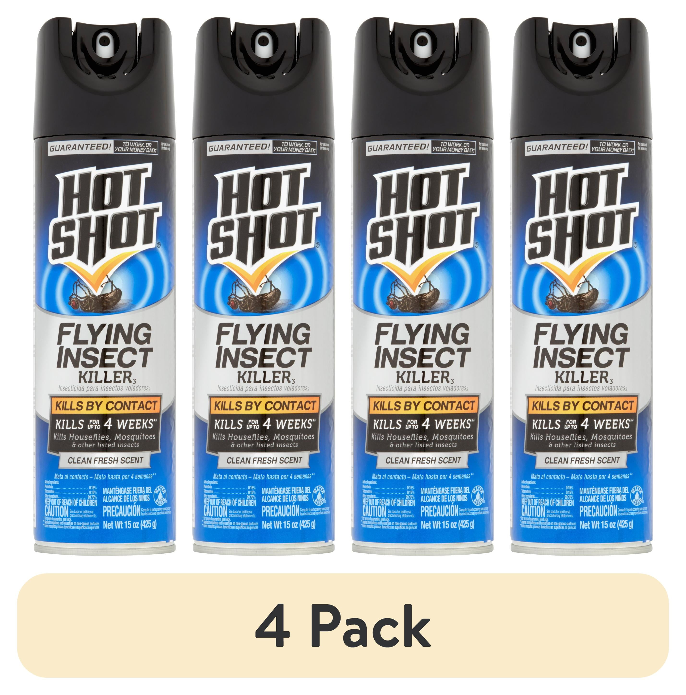 4 Pack Hot Shot Flying Insect Killer 15 Ounces Aerosol Clean Fresh