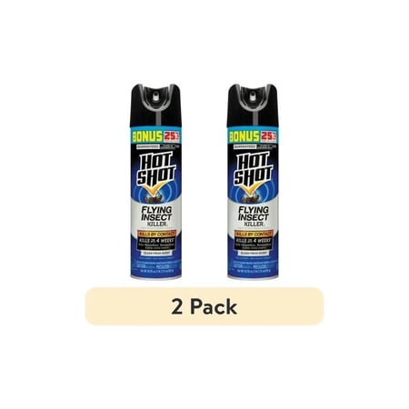 Hot Shot Flying Insect Killer Aerosol Spray 18.75 OZ, Clean Fresh Scent, 2 Pack