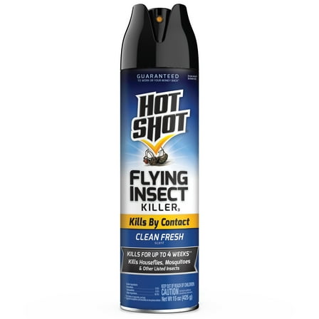 Hot Shot Flying Insect Killer Aerosol Spray, Clean Fresh Scent, 15 Ounces
