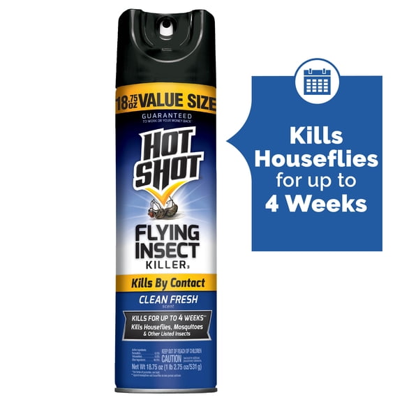 Hot Shot Flying Insect Killer Aerosol Spray, Clean Fresh Scent, 18.75 Ounces