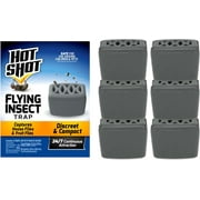 Hot Shot Flying Insect Trap, Discreet, Trap Attracts, Captures and Kills House Flies and Fruit Flies, 24/7 Continuous Attraction, No Plug-in Or Electricity Needed, 6 Count