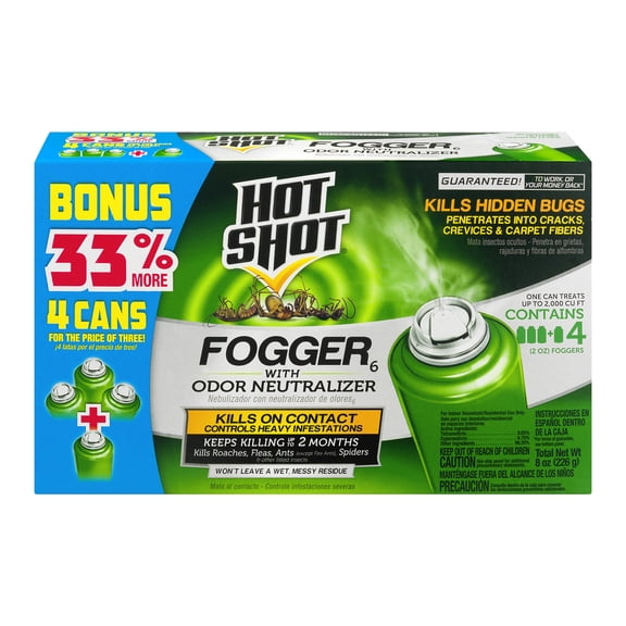 Hot Shot 2-Ounce Fogger with Odor Neutralizer, Insect Killer, 4 Pack