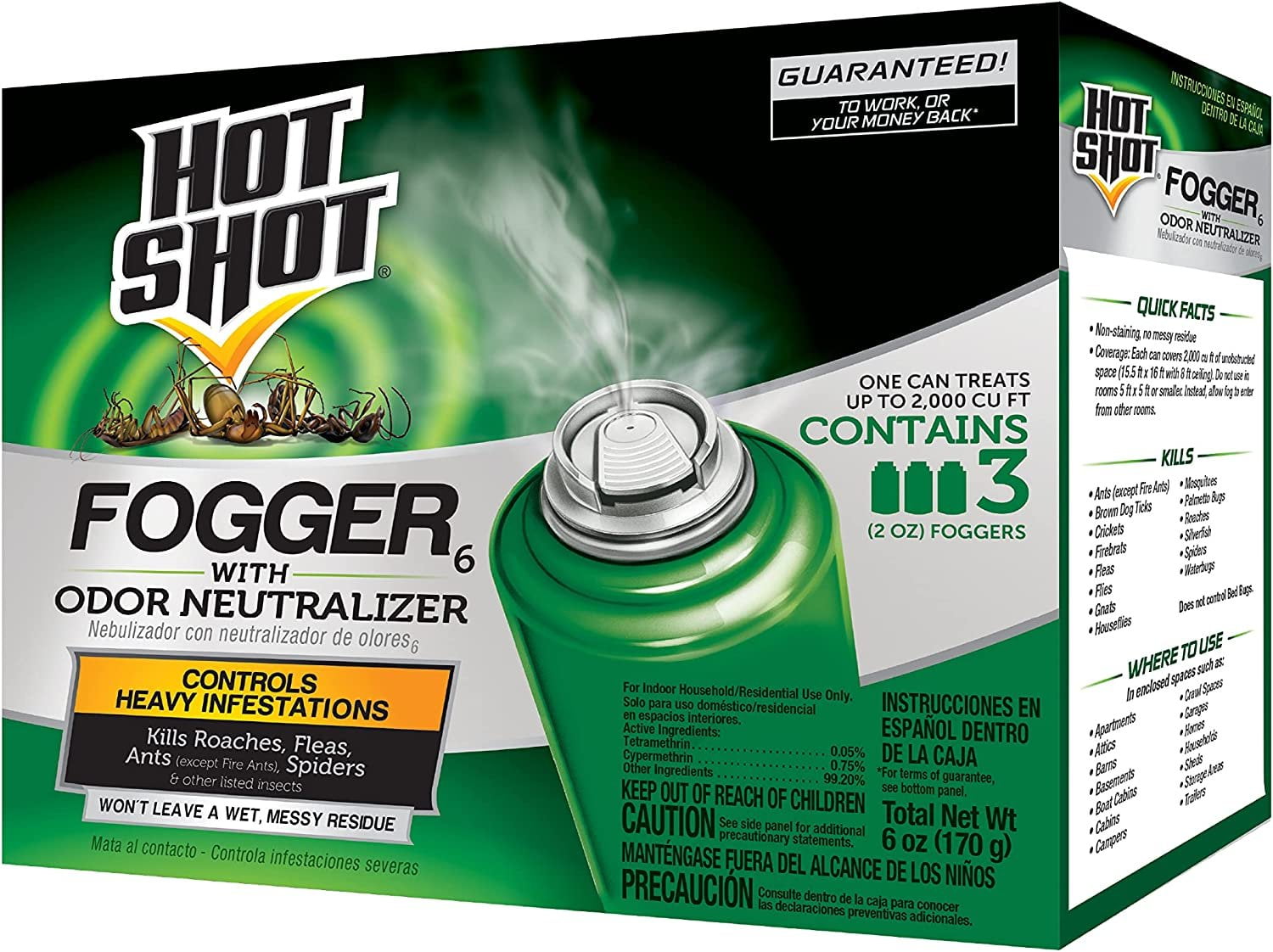 Hot Shot Fogger With Odor Neutralizer, Aerosol, 3/2Ounce, Pack of 12