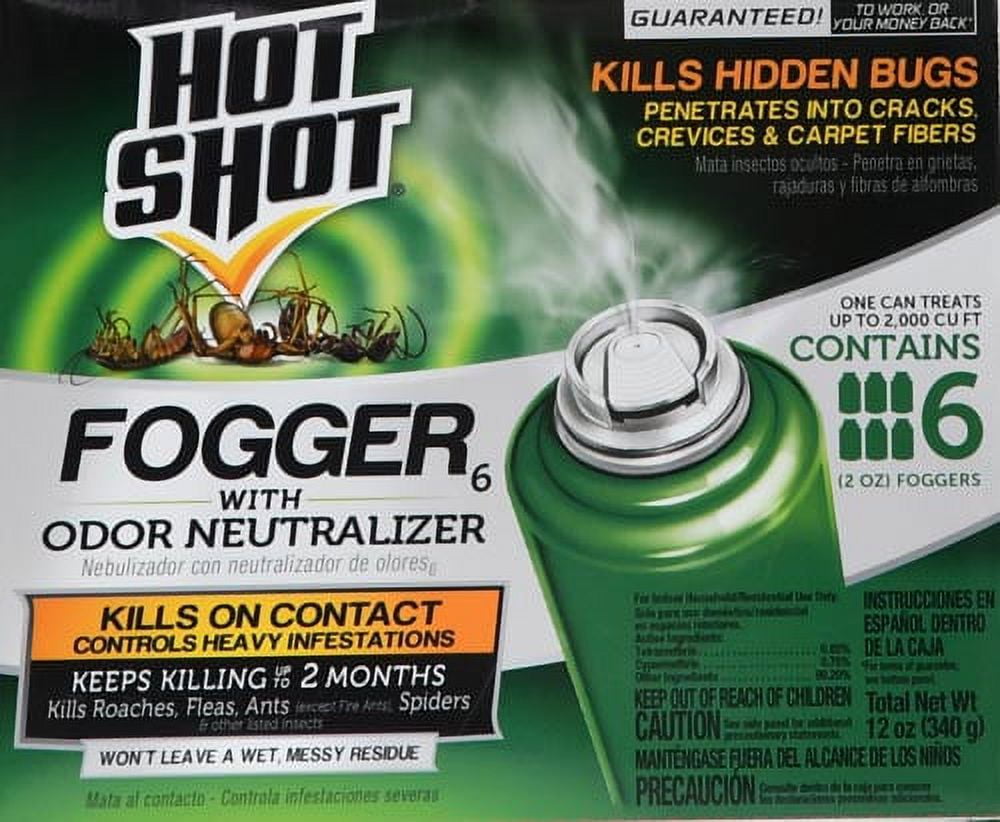 Hot Shot Fogger with Odor Neutralizer 6 Count-2 Ounce Cans, Controls Heavy Insect Infestations