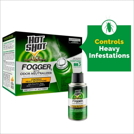 Hot Shot Indoor Insect Fogger with Odor Neutralizer, Kills Insects On Contact, 3 Count