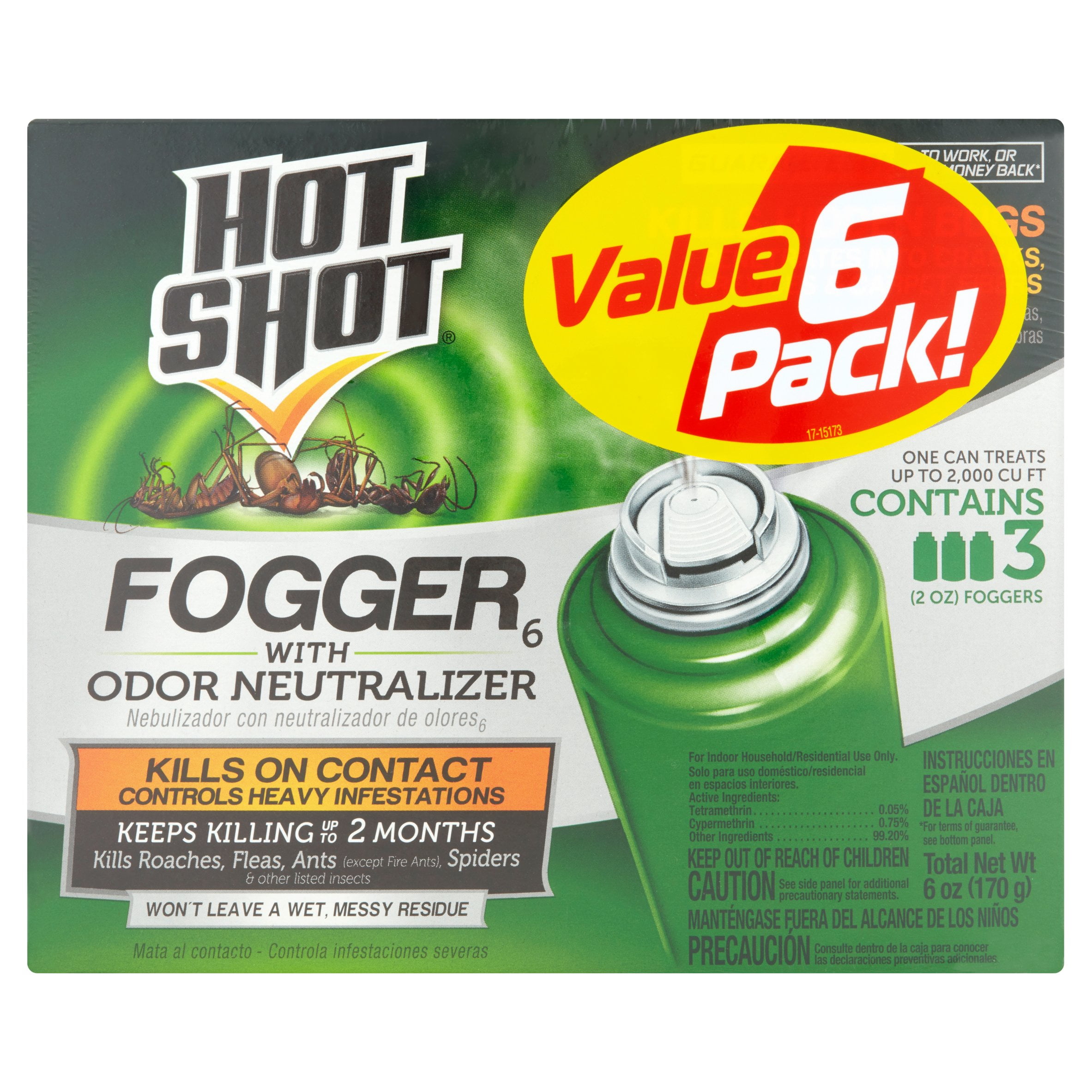 Hot Shot Fogger with Odor Neutralizer, 3 Count, 2 Ounce Pack of 2 & Feeke  Mouse Traps, Mice Traps for House - 6 Pack, (M01-6Pack)