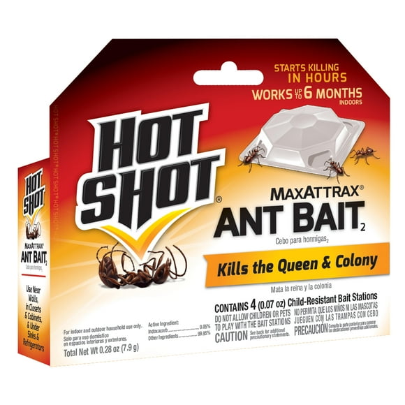 Hot Shot MaxAttrax Ant Bait, 0.07 oz Bait Stations, 4 Count