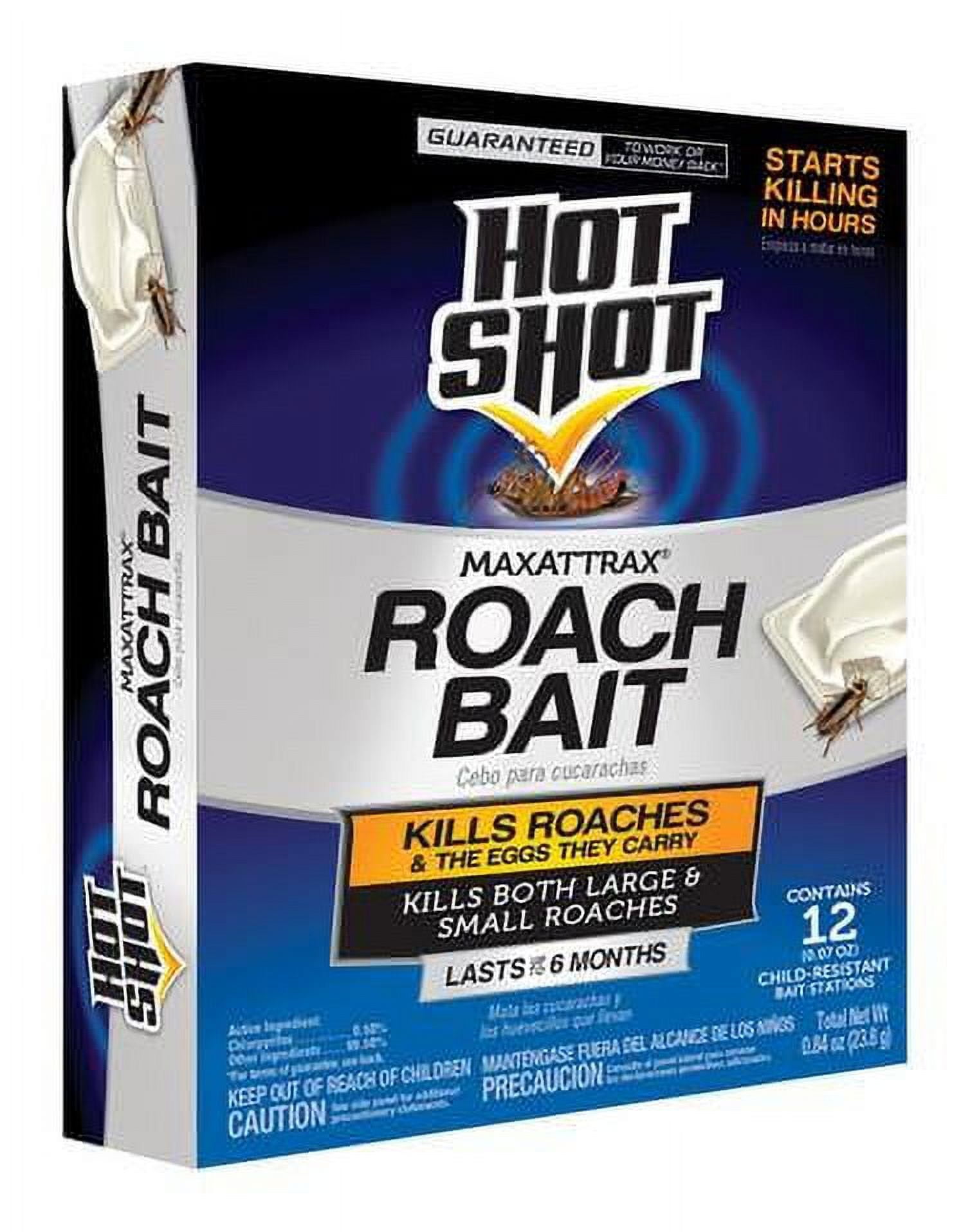 Hot Shot MaxAttrax Roach Bait 12 Count, Child-Resistant Bait Stations