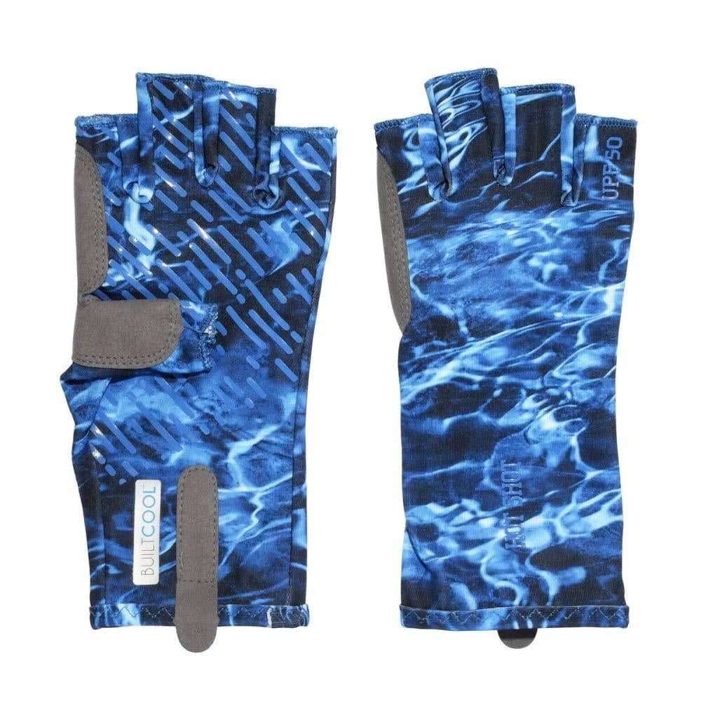 Hot Shot Men's Fingerless Fishing Sun Gloves UPF 50, Gray, Medium 