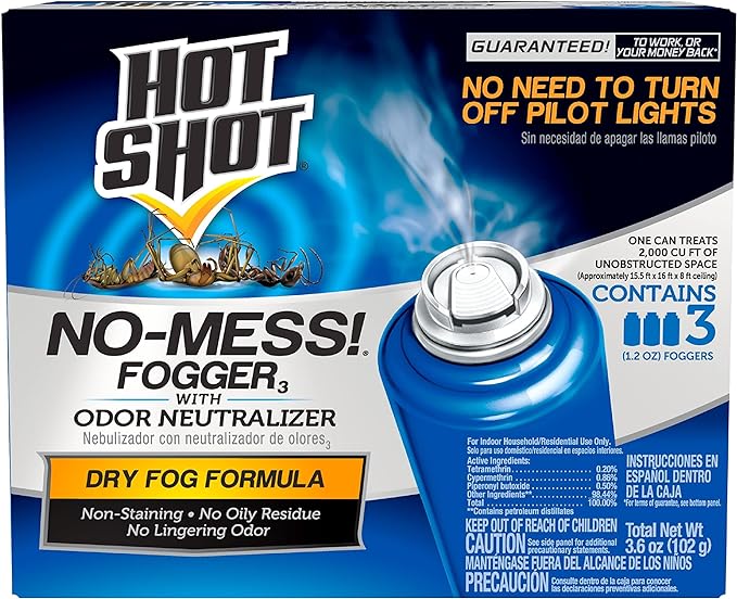 Hot Shot No Mess Fogger With Odor Neutralizer, Kills Roaches, Ants