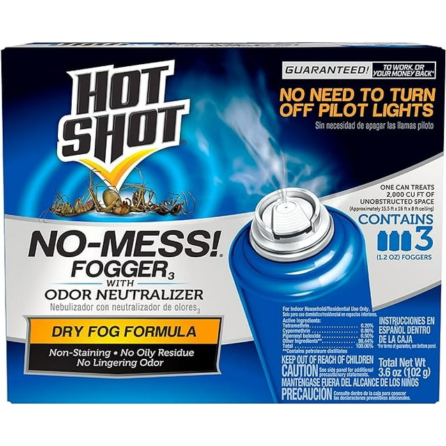 Hot Shot No Mess Fogger With Odor Neutralizer, Kills Roaches, Ants