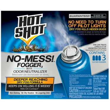 Hot Shot No Mess! Fogger with Odor Neutralizer, Kills Carpenter Ants, Spiders, Fleas and More, 3 Count