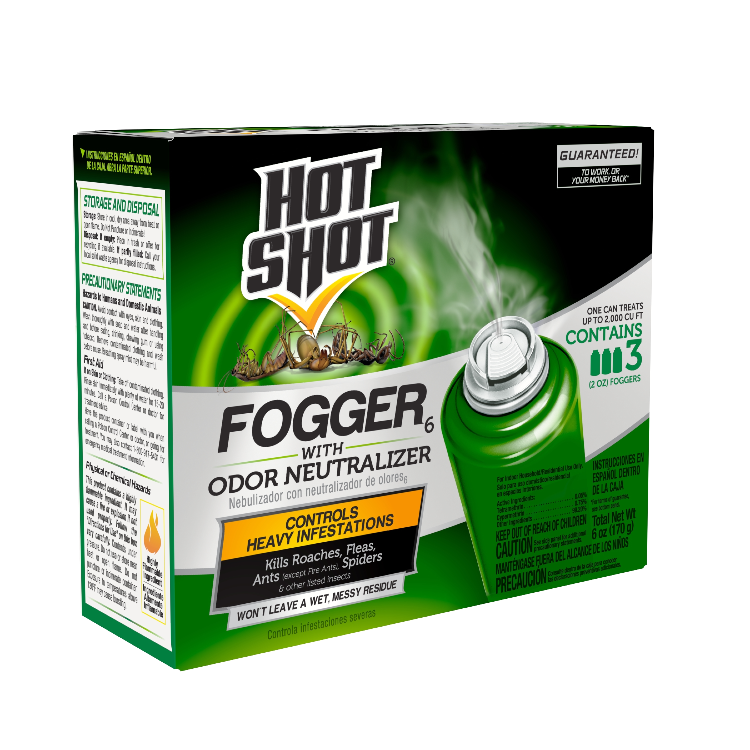 Hot Shot Pest Control Fogger with Odor Neutralizer, Kills Roaches, Ants, Spiders 3 Packs - image 1 of 11
