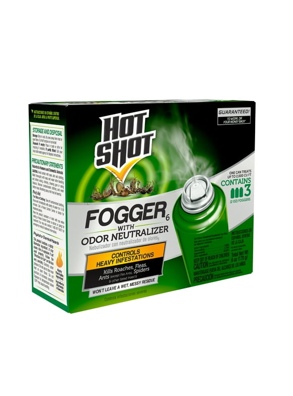 Hot Shot Pest Control Fogger with Odor Neutralizer, Kills Roaches, Ants, Spiders 3 Packs