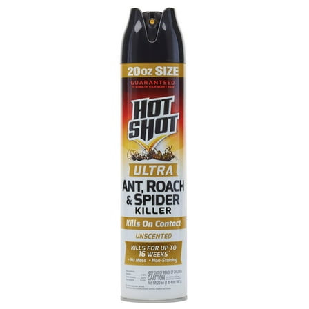 Hot Shot Ultra Ant, Roach & Spider Killer, Unscented Aerosol Formula, 20 Ounces