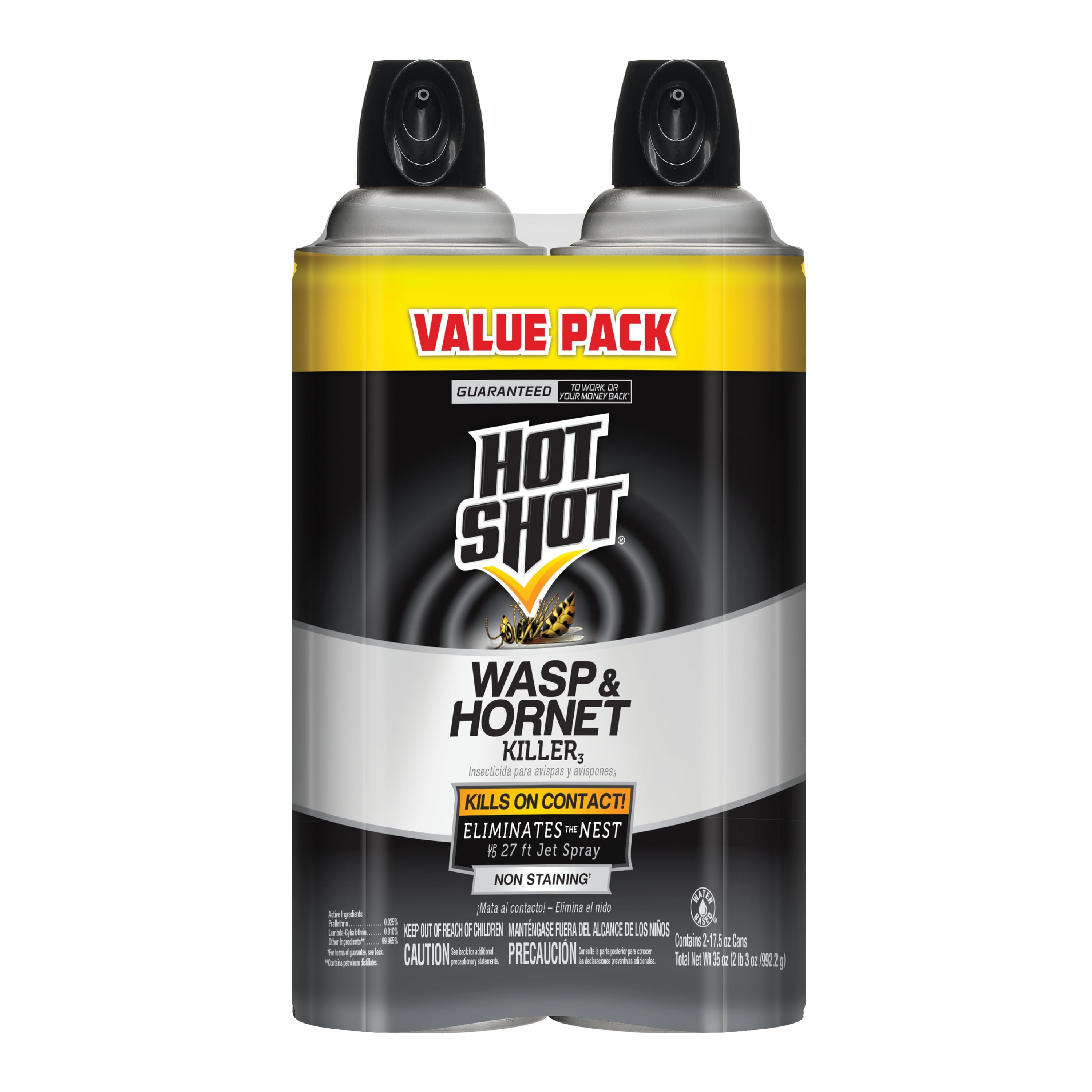 Hot Shot Wasp & Killer3, 17.5 Ounces, 2 Pack, Aerosol Spray