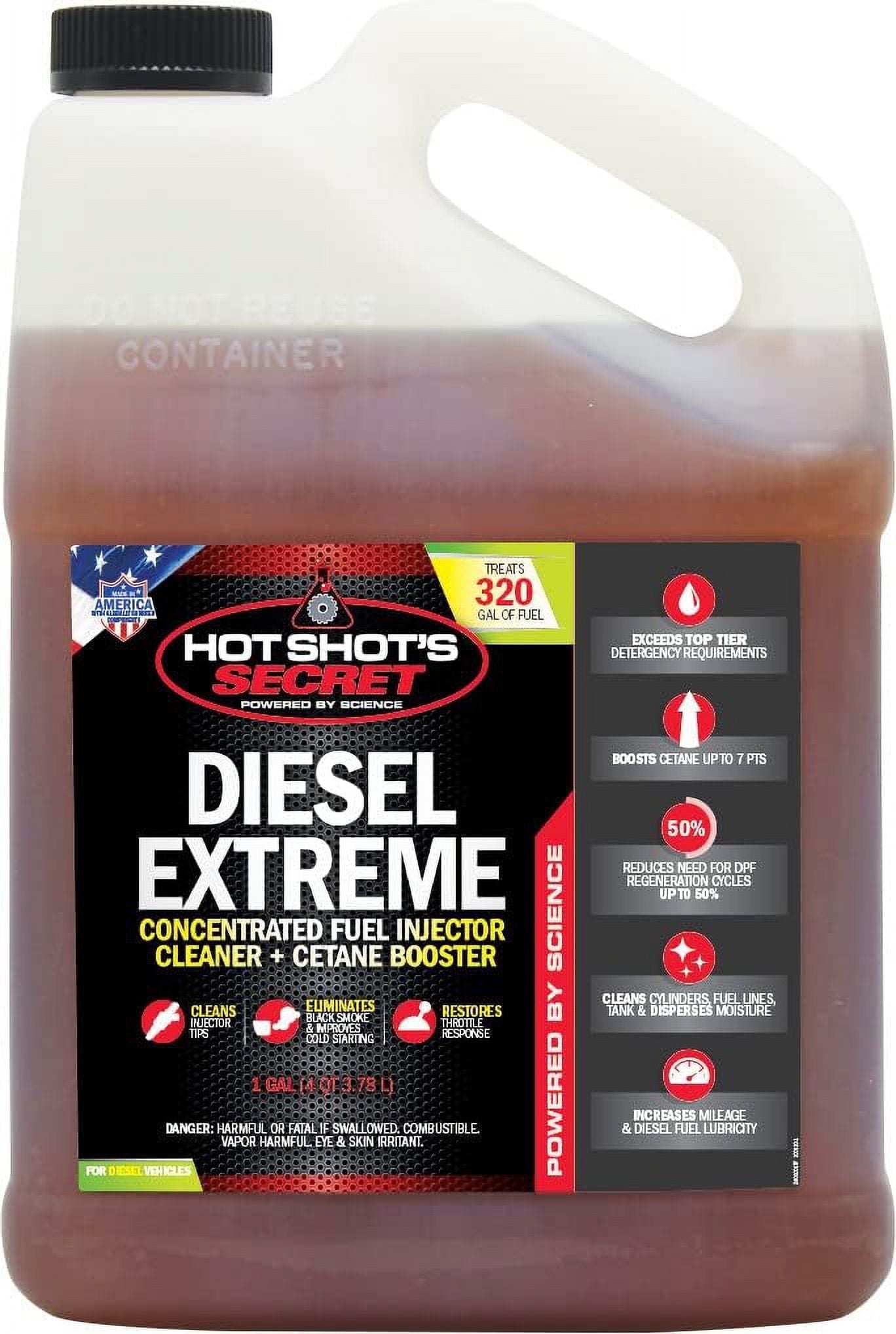 Hot Shot's Secret Diesel Extreme  1 Gallon Diesel Fuel Additive  Concentrated Fuel Injector Cleaner  Cetane Booster  Increases Mileage  Eliminates Black Smoke