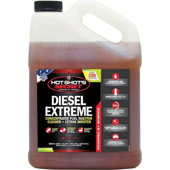 Hot Shot's Secret Diesel Extreme – 1 Gallon –Diesel Fuel Additive – Concentrated Fuel Injector Cleaner – Cetane Booster – Increases Mileage – Eliminates Black Smoke