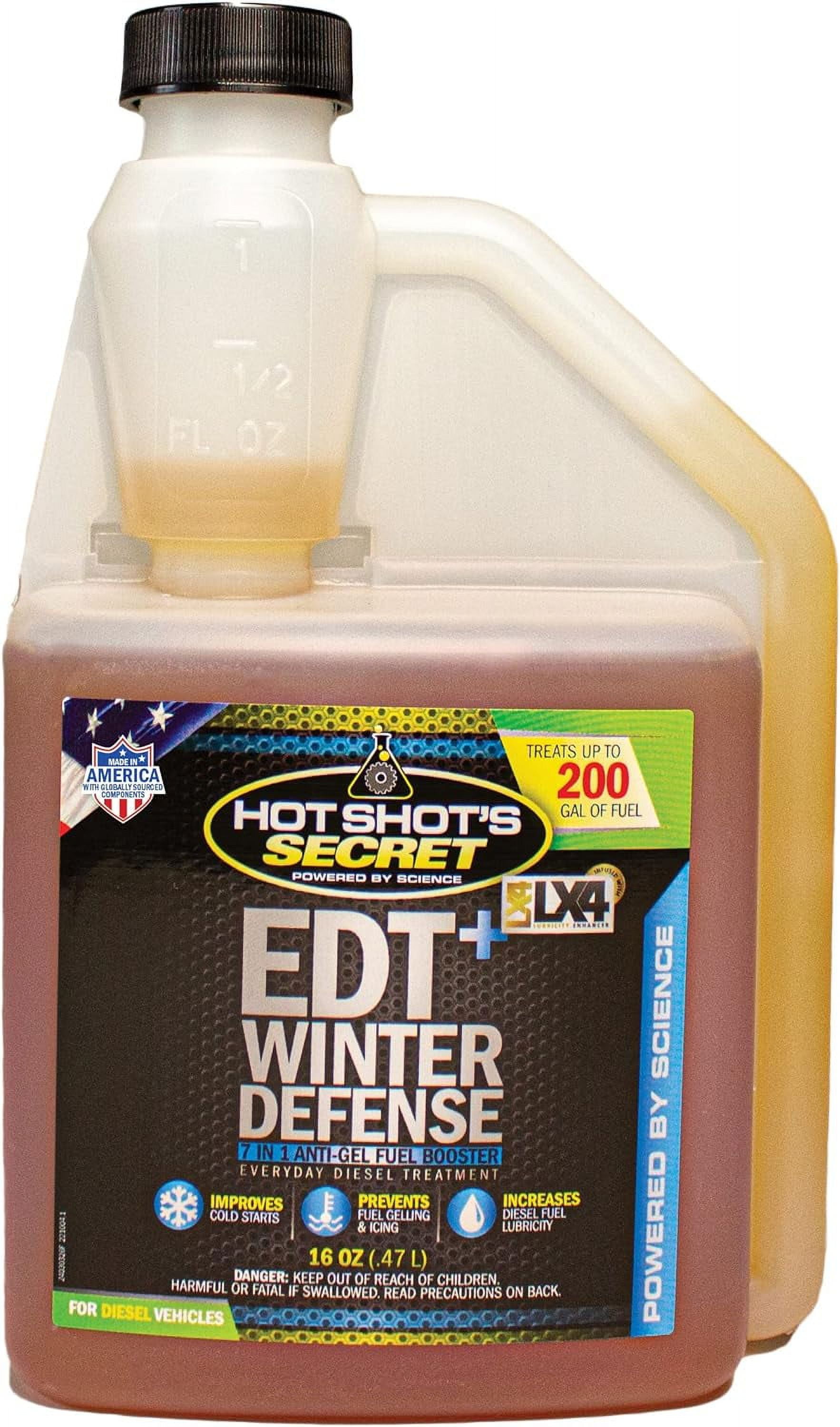Hot Shot's Secret EDT+ Winter Defense - 16 oz. 7-in-1 Anti-Gel Fuel Booster – Winter Diesel Treatment, Treats 200 Gallons.