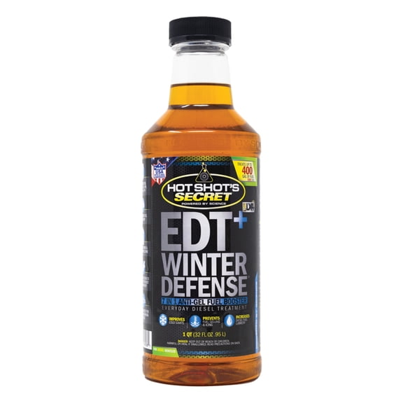 Hot Shot's Secret EDT+ Winter Defense - 32 Oz 7-in-1 Anti-Gel Fuel Booster Winter Diesel Fuel Treatment - Boosts Cetane for Better Performance Adds Lubricity - Protects Fuel System