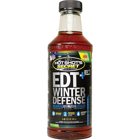 Hot Shot's Secret EDT+ Winter Defense - 32 Oz 7-in-1 Anti-Gel Fuel Booster Winter Diesel Fuel Treatment - Boosts Cetane for Better Performance Adds Lubricity - Protects Fuel System