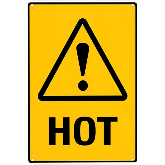 Hot Sign - 8"x12" Vintage Metal Warning Sign, Heat Safety Decor for Home Farm Bar Coffee Shop Club Kitchen Indoor