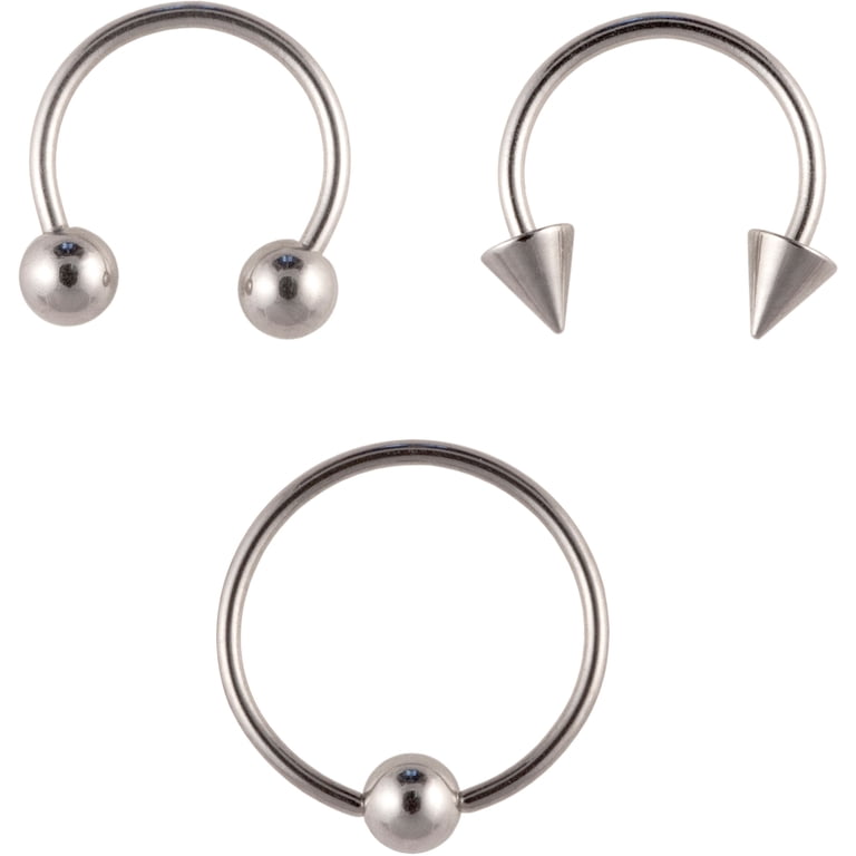 Hot Silver Adult Women's Surgical Steel Horseshoe Earrings Trio
