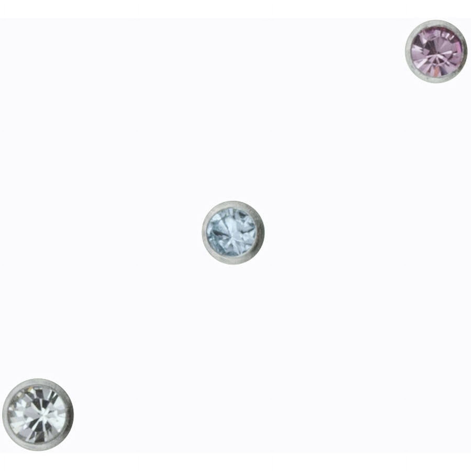 Body Jewelry Women's 22G Stainless Steel Nose Stud Trio with Crystal Accents