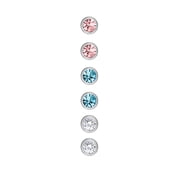 Gold Plated Hot Silver Womens Multi-Color Crystal Nose Ring Set - Pack of 6, 22G