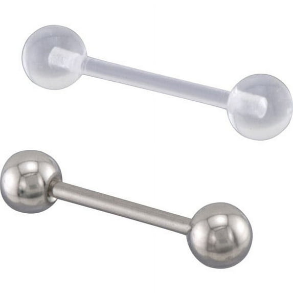 Hot Silver Women's Basic Tongue Barbells, 14G, Surgical Steel, Includes 5 Barbells