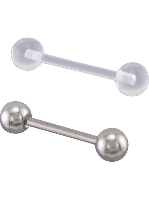 Women's Basic Tongue Barbells, 14G, Surgical Steel, Includes 5 Barbells