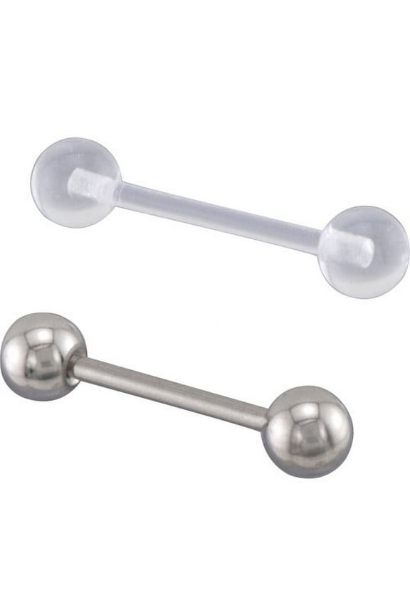 Women's Basic Tongue Barbells, 14G, Surgical Steel, Includes 5 Barbells