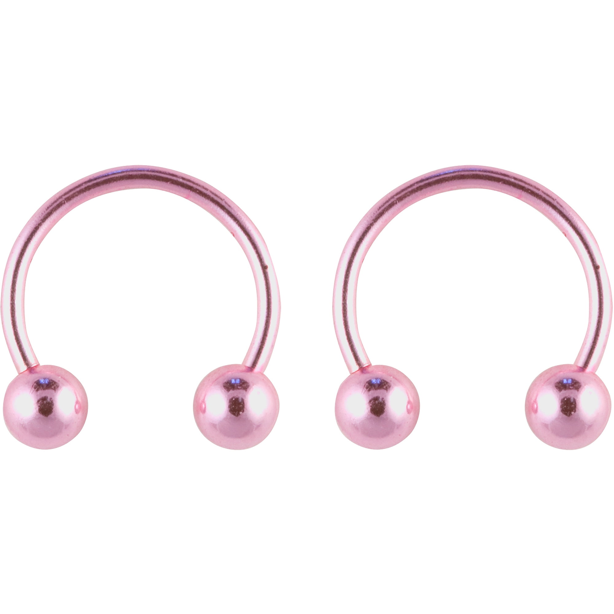 Hot Silver-Women's Basics Surgical Steel Pink Horseshoe Earrings Set