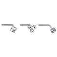thumbnail image 1 of Women's Crystal Accent Silver Surgical Steel Nose Stud Set, 3 Pack, 1 of 7