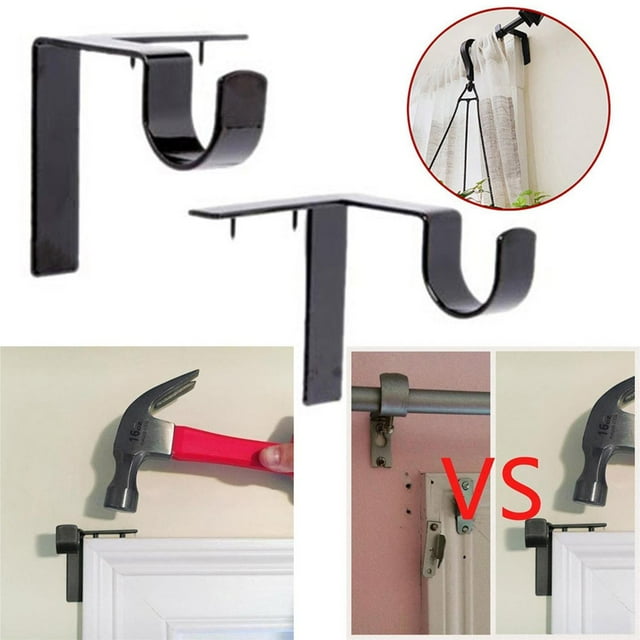 Hot! Single Hang Curtain Rod Holders Bracket Into Window Frame Curtain