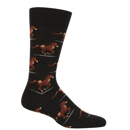 Hot Sox Mens Racing Horses Crew Socks