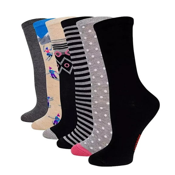 Hot Sox Women's 6 Pair Crew Socks Shoe Size 4-10
