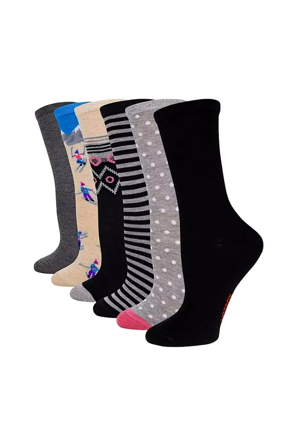 Women's 6 Pair Crew Socks Shoe Size 4-10