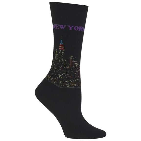 Hot Sox Womens New York Sock, Women's Shoe Size 4-10.5, Black