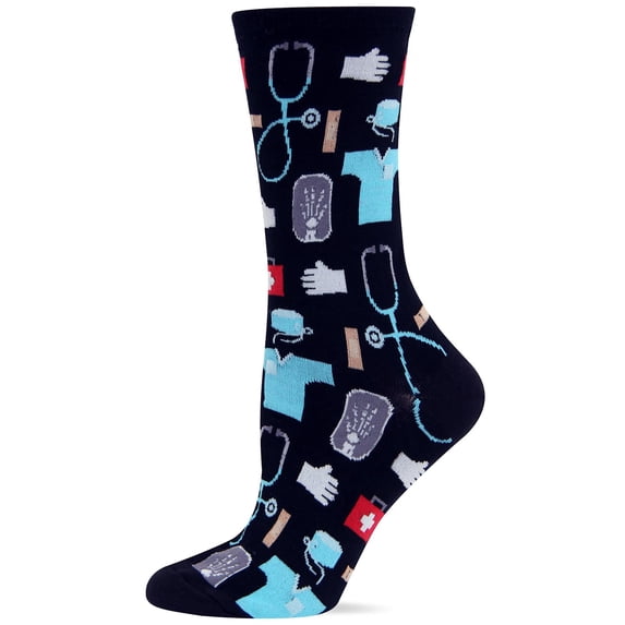 Hot Sox Womens Originals Medical Crew Sock, Women's Shoe Size 4-10.5, Black