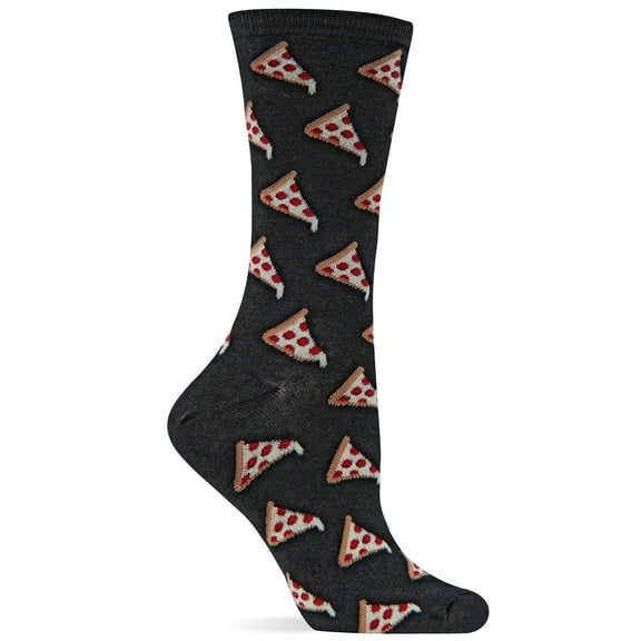 Hot Sox Womens Originals Pizza Crew Sock, Women's Shoe Size 4-10.5, Black
