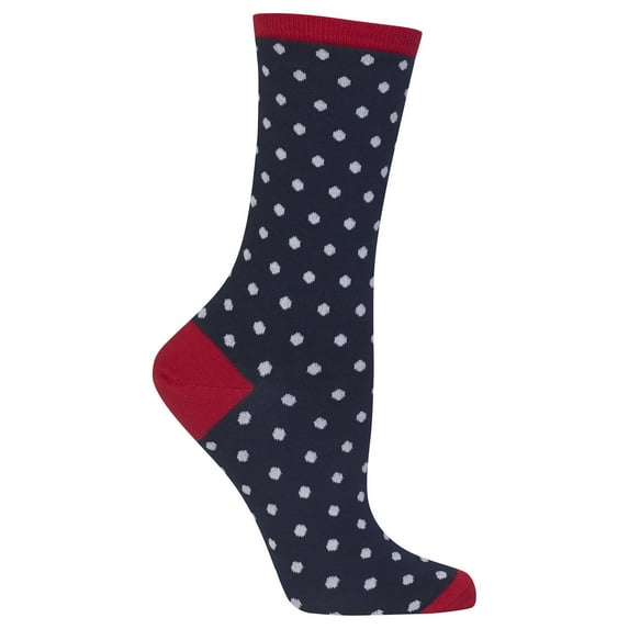 Hot Sox Womens Originals Small Polka Dots Sock, Womens Shoe Size 4-10.5, Navy