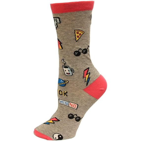 Hot Sox Womens Pop Stickers Crew Socks